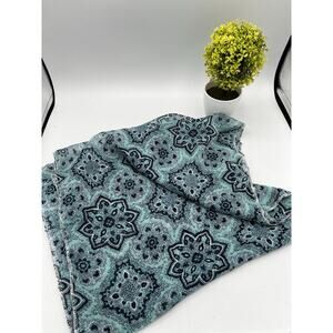 Teal Black Paisley Medallion Sheer Scarf Wrap 76 Inch Boho Festival AS IS